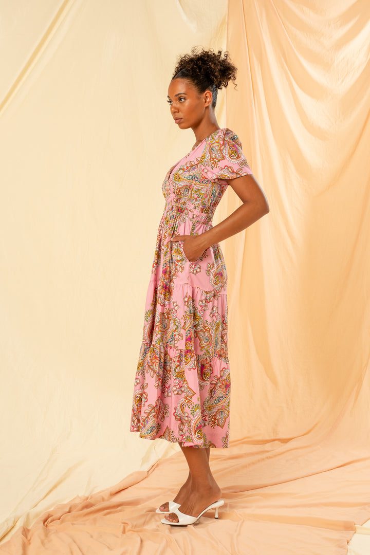 Kachel | Sally Midi Dress | Rosa Paisley