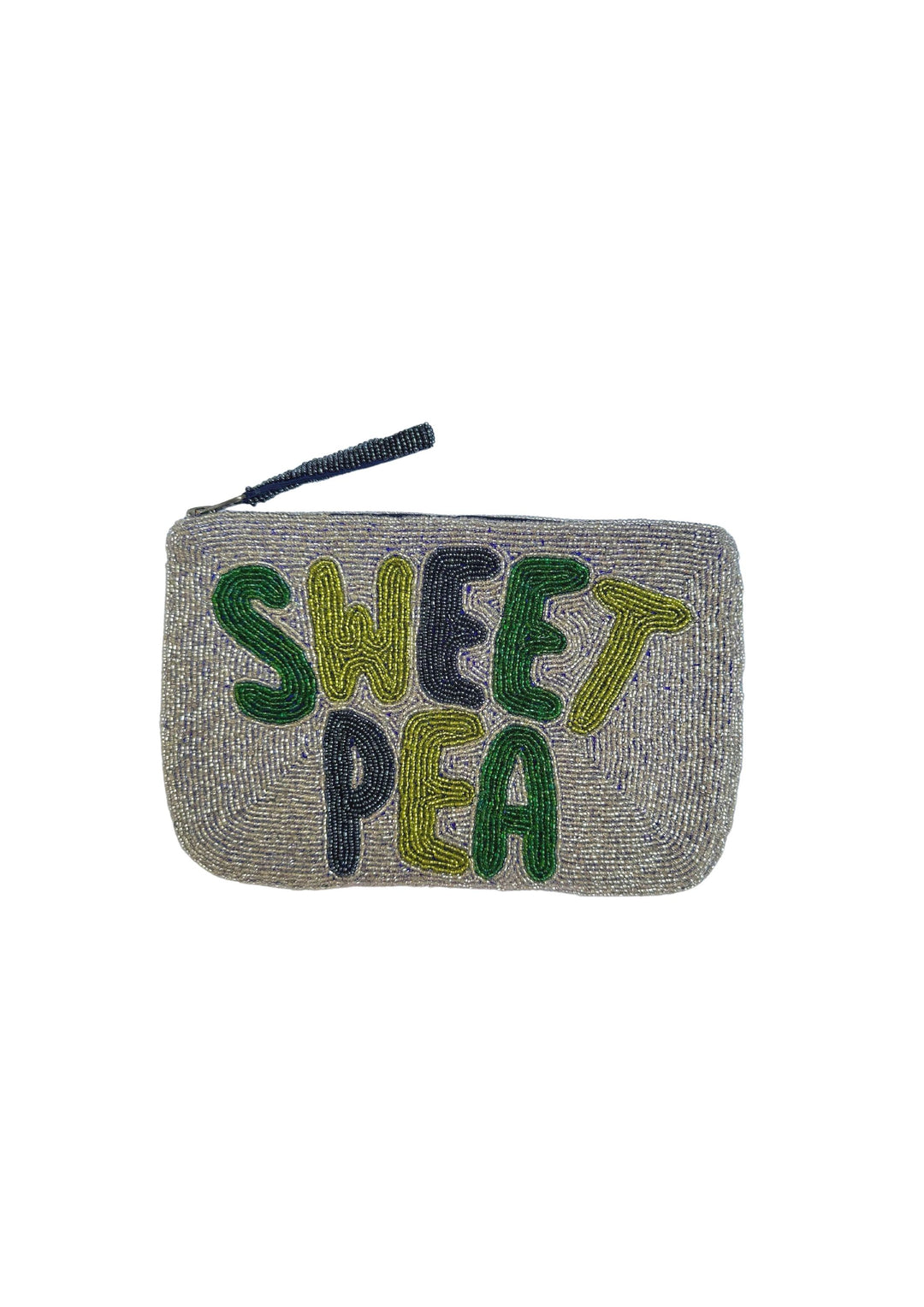 The Jacksons | Sweet Pea in Silver & Green Handmade Beaded Clutch