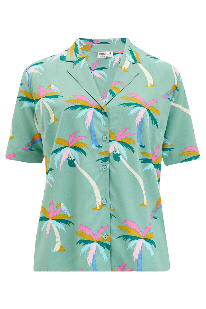 Sugarhill Brighton | Santana Shirt | Green, Rainbow Palms