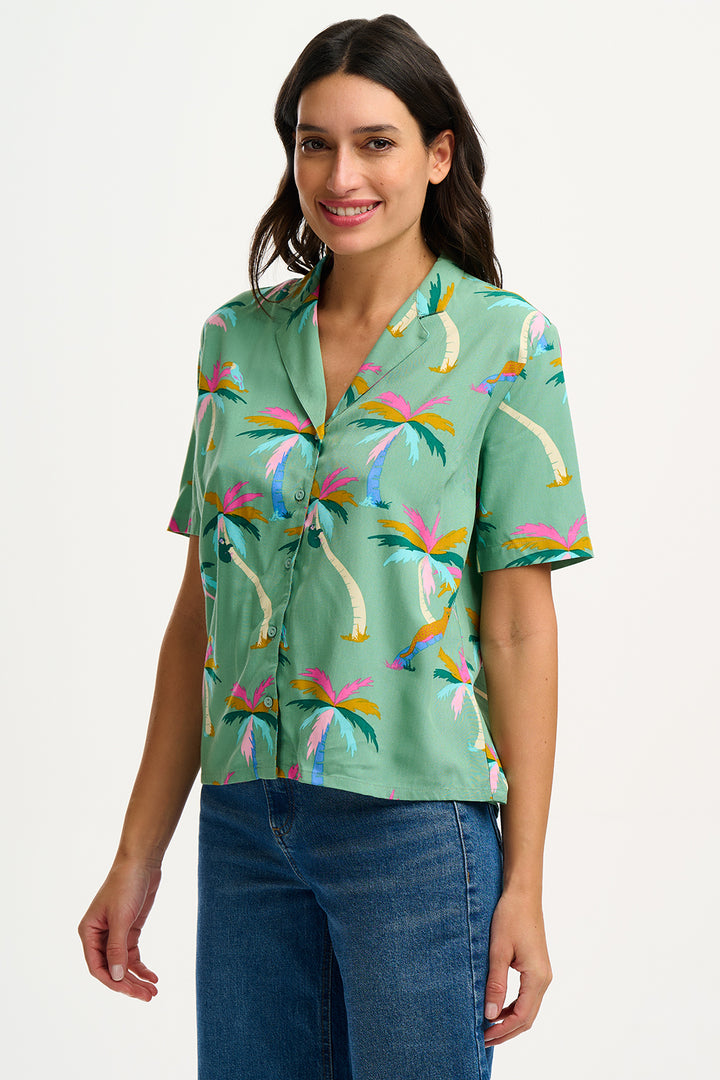 Sugarhill Brighton | Santana Shirt | Green, Rainbow Palms