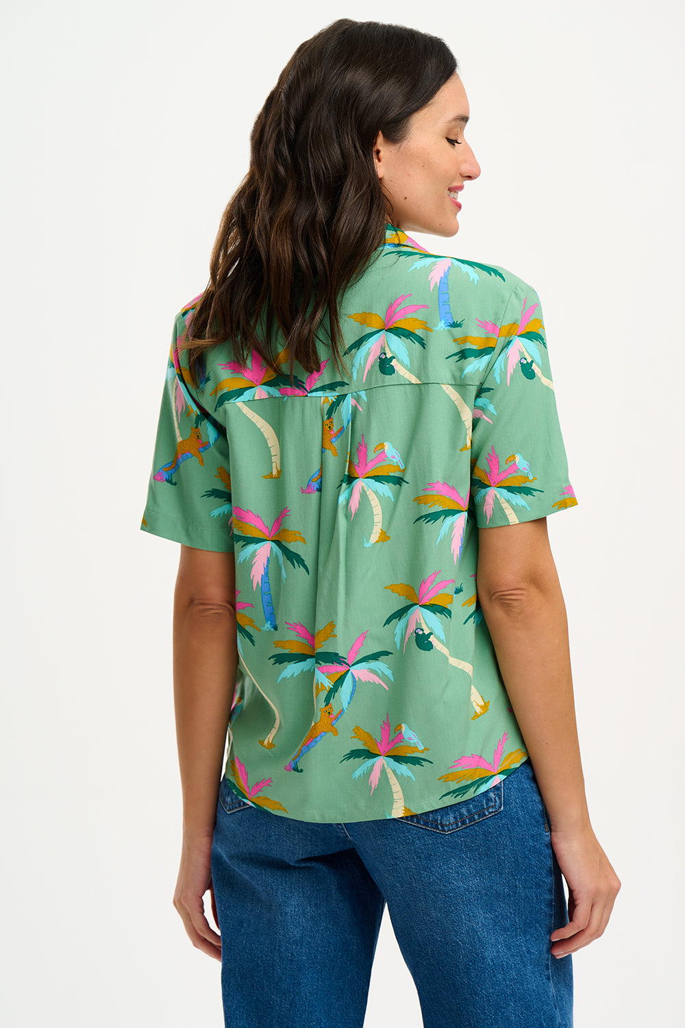 Sugarhill Brighton | Santana Shirt | Green, Rainbow Palms