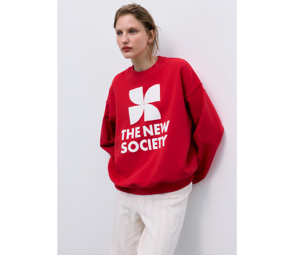 TNS Logo Woman Sweatshirt Tulip Red