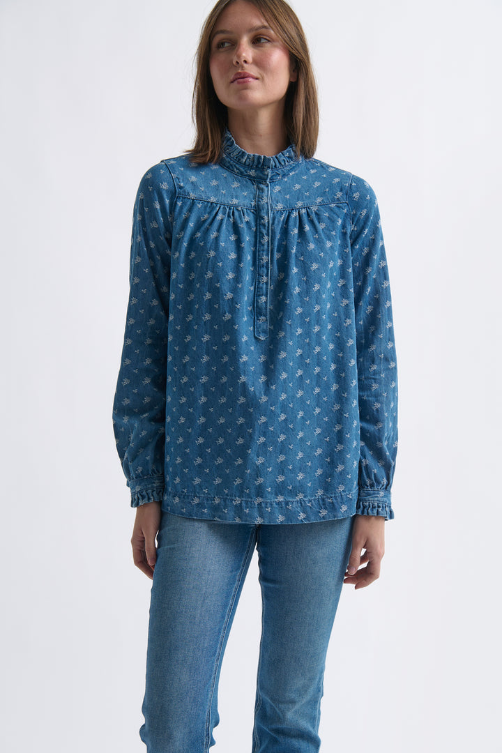 Kireina | Tamara Shirt | Denim w/Flower - Dutch Hideout
