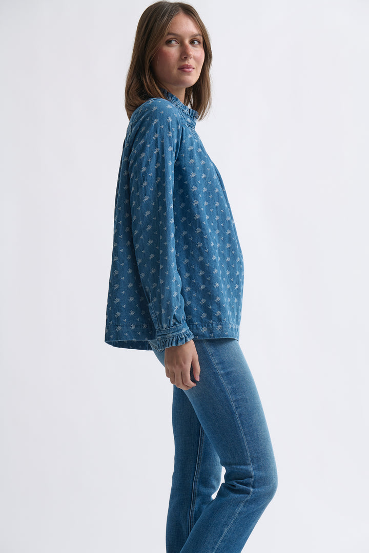 Kireina | Tamara Shirt | Denim w/Flower - Dutch Hideout