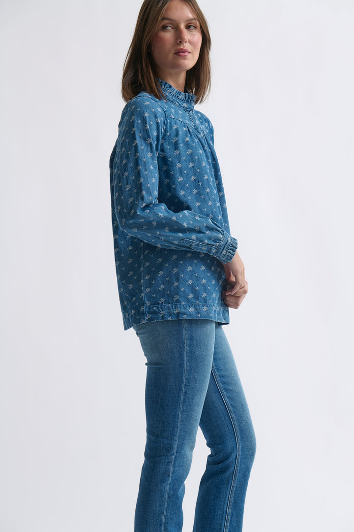 Kireina | Tamara Shirt | Denim w/Flower - Dutch Hideout