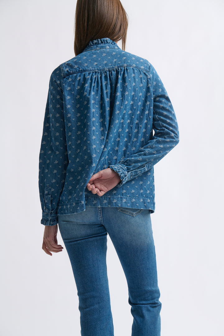 Kireina | Tamara Shirt | Denim w/Flower - Dutch Hideout