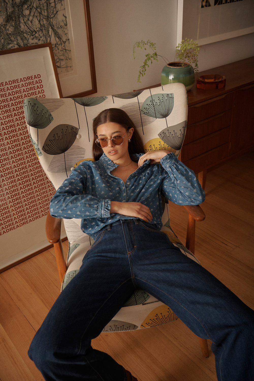 Kireina | Tamara Shirt | Denim w/Flower - Dutch Hideout