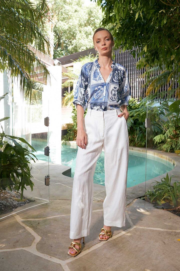 The Dreamer Label | Taylor Botanical Blouse | Denim