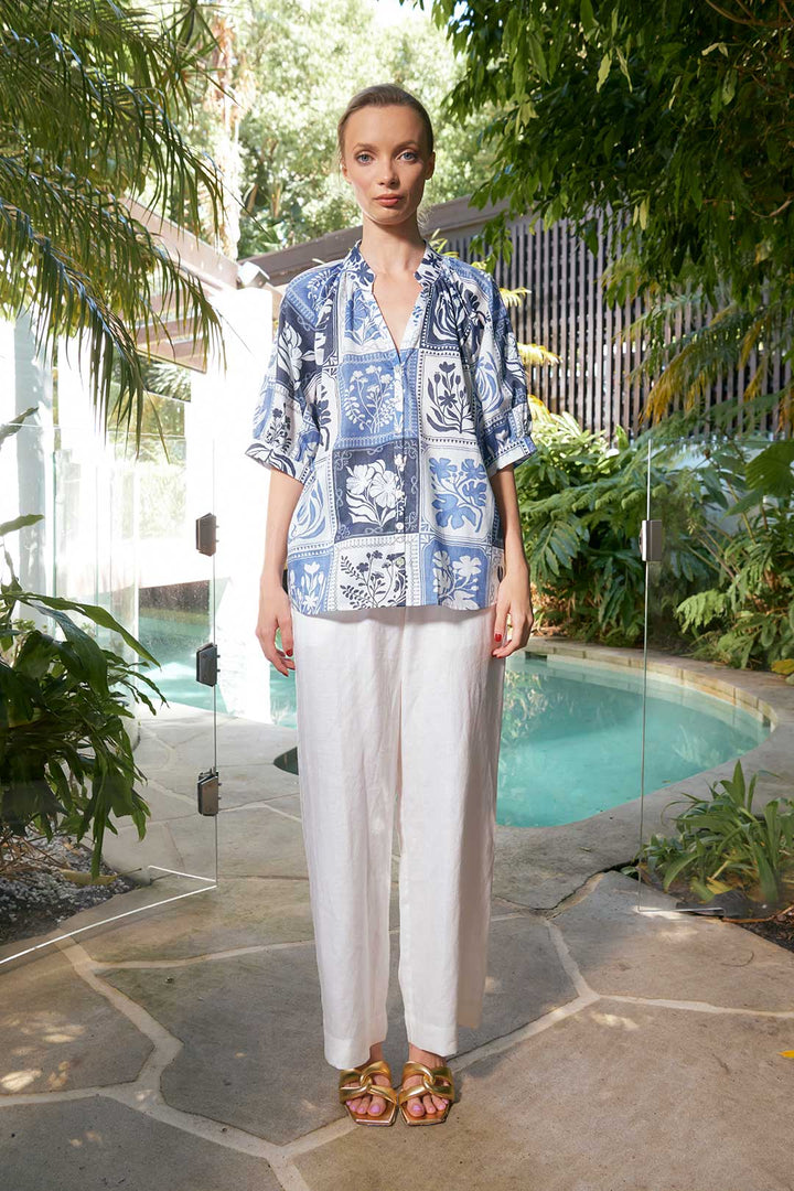 The Dreamer Label | Taylor Botanical Blouse | Denim