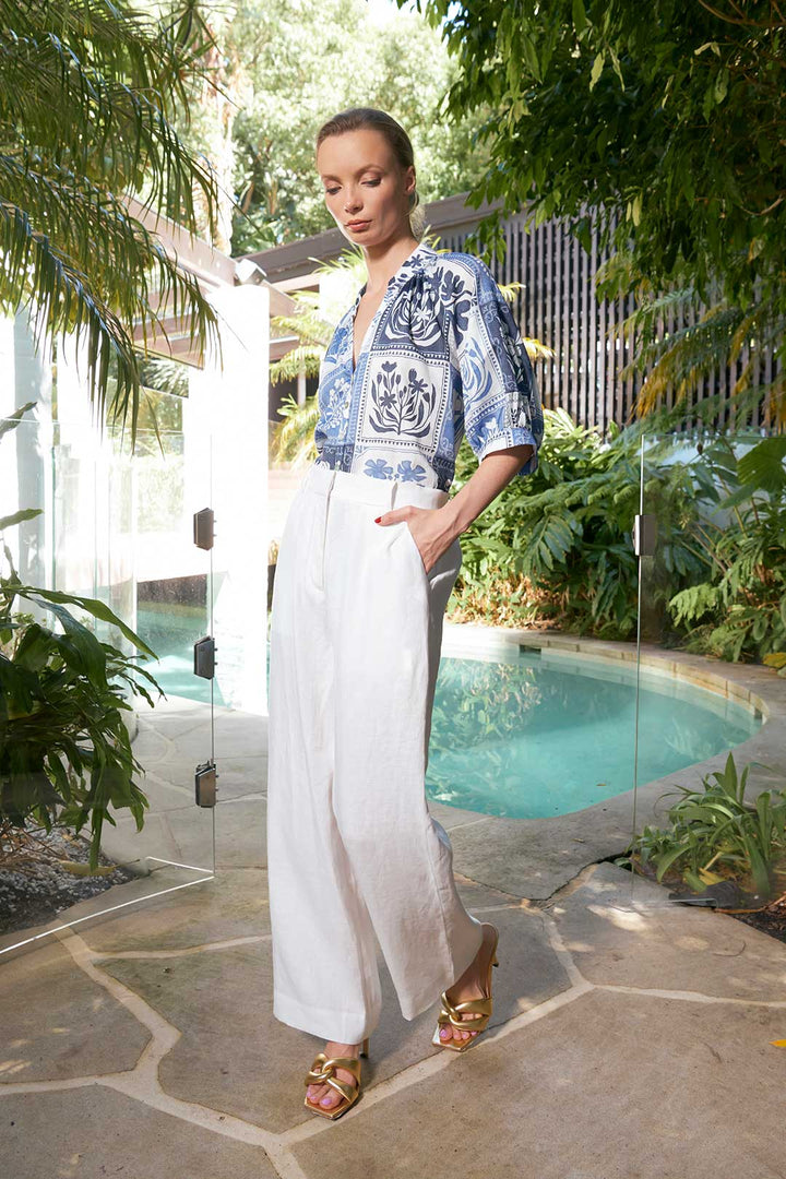 The Dreamer Label | Taylor Botanical Blouse | Denim