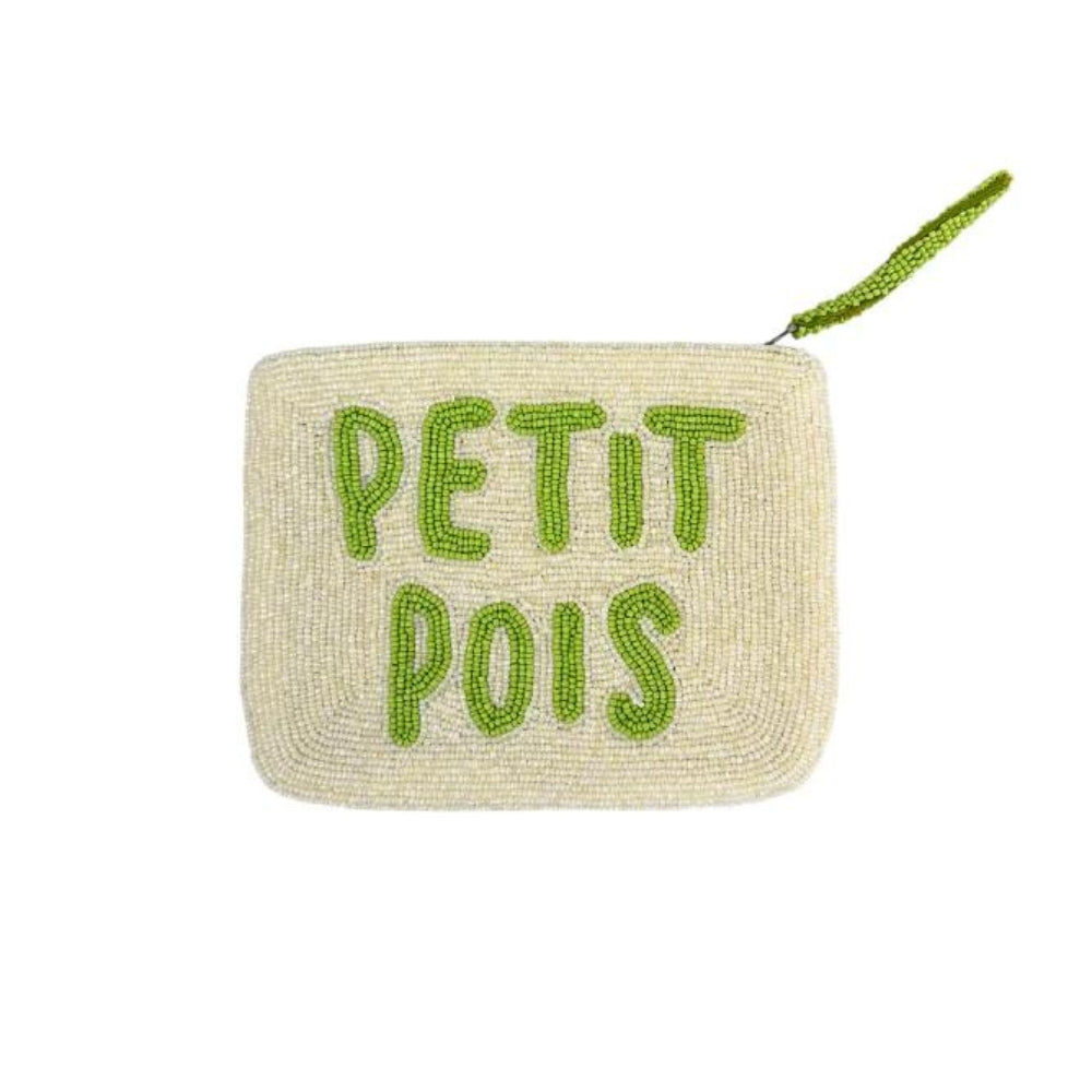 The Jacksons | Petit Pois White and Green Handmade Beaded Mini Purse