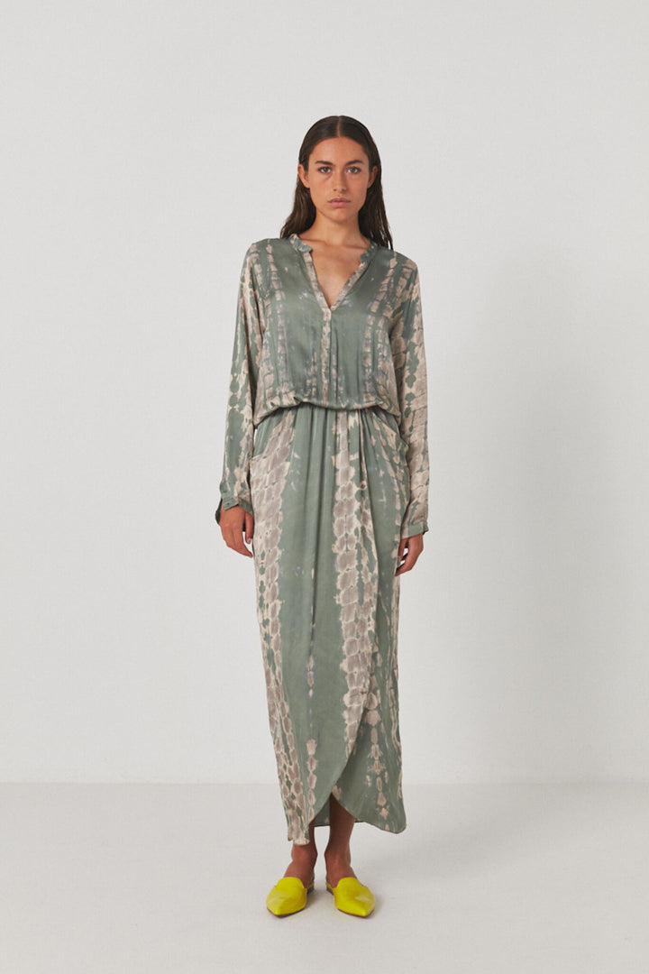 Rabens Saloner | Vera Bamboo Wrap Over Dress | Mist Combo