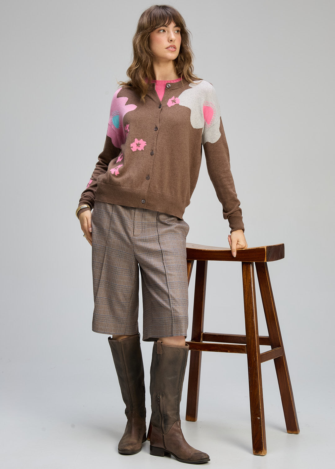 Zaket & Plover | Petal Play Cardi | Bark - Dutch Hideout