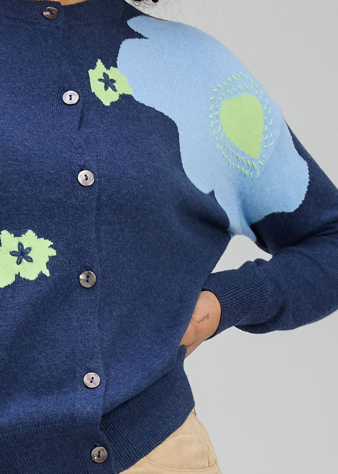 Zaket & Plover | Petal Play Cardi | Denim - Dutch Hideout