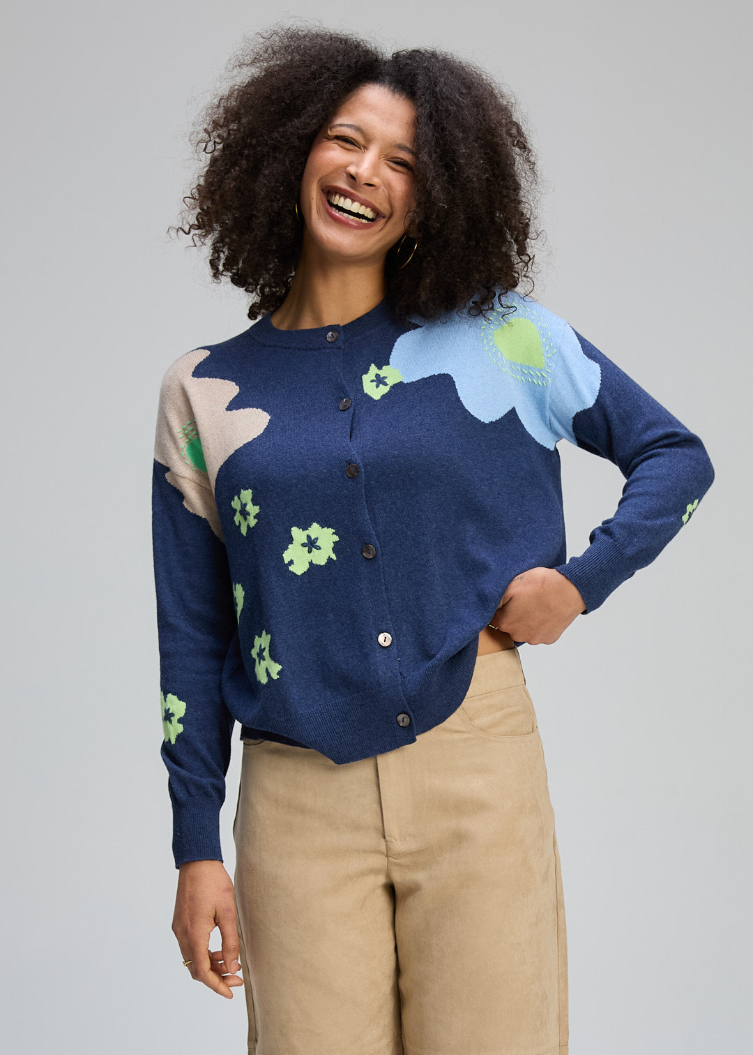Zaket & Plover | Petal Play Cardi | Denim - Dutch Hideout
