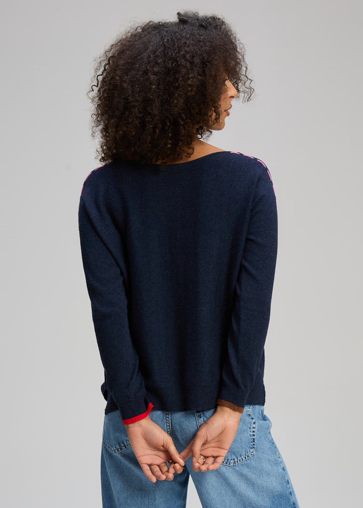Zaket & Plover | Threaded Sleeve Jumper | Denim - Dutch Hideout