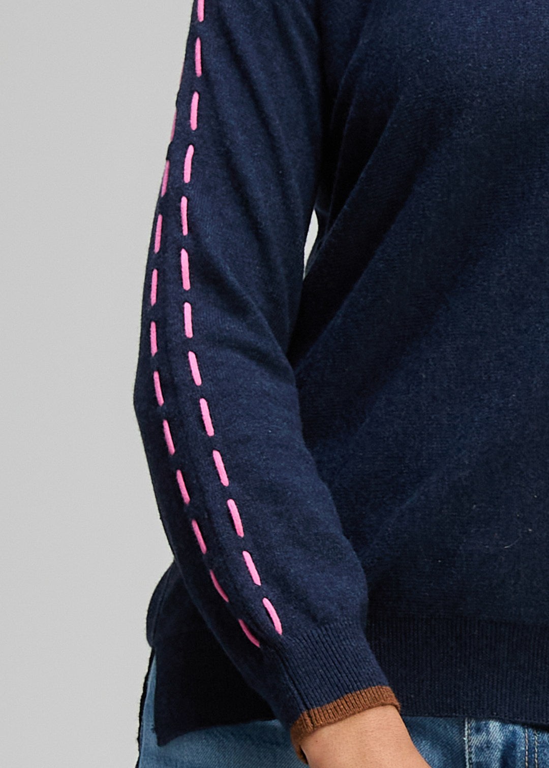 Zaket & Plover | Threaded Sleeve Jumper | Denim - Dutch Hideout