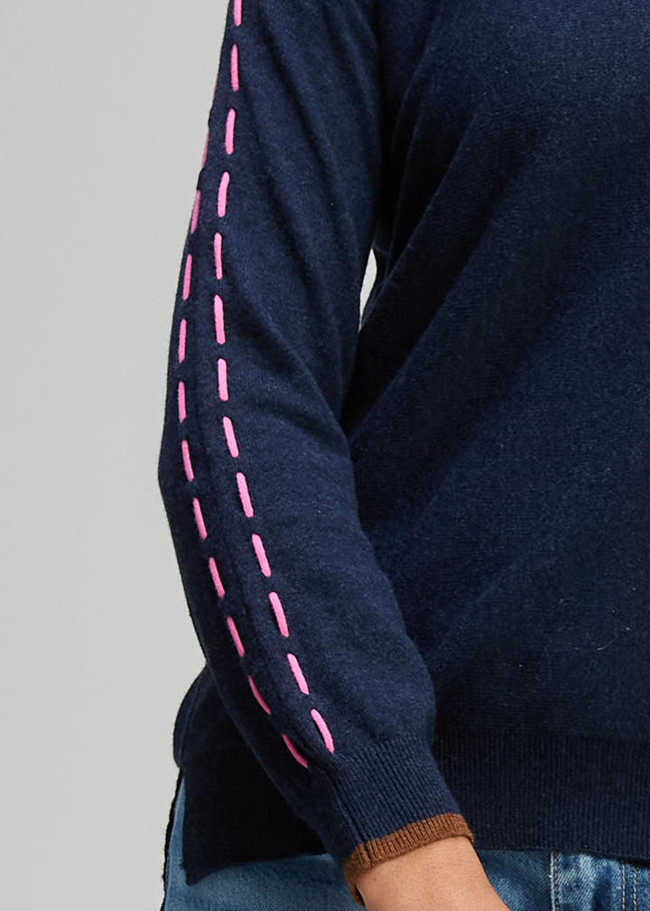 Zaket & Plover | Threaded Sleeve Jumper | Denim - Dutch Hideout