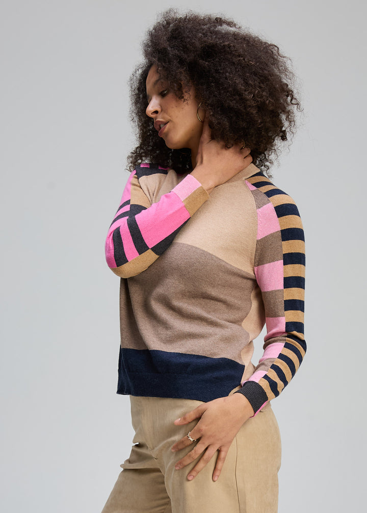Zaket & Plover | Colour Block Jumper | Oat - Dutch Hideout
