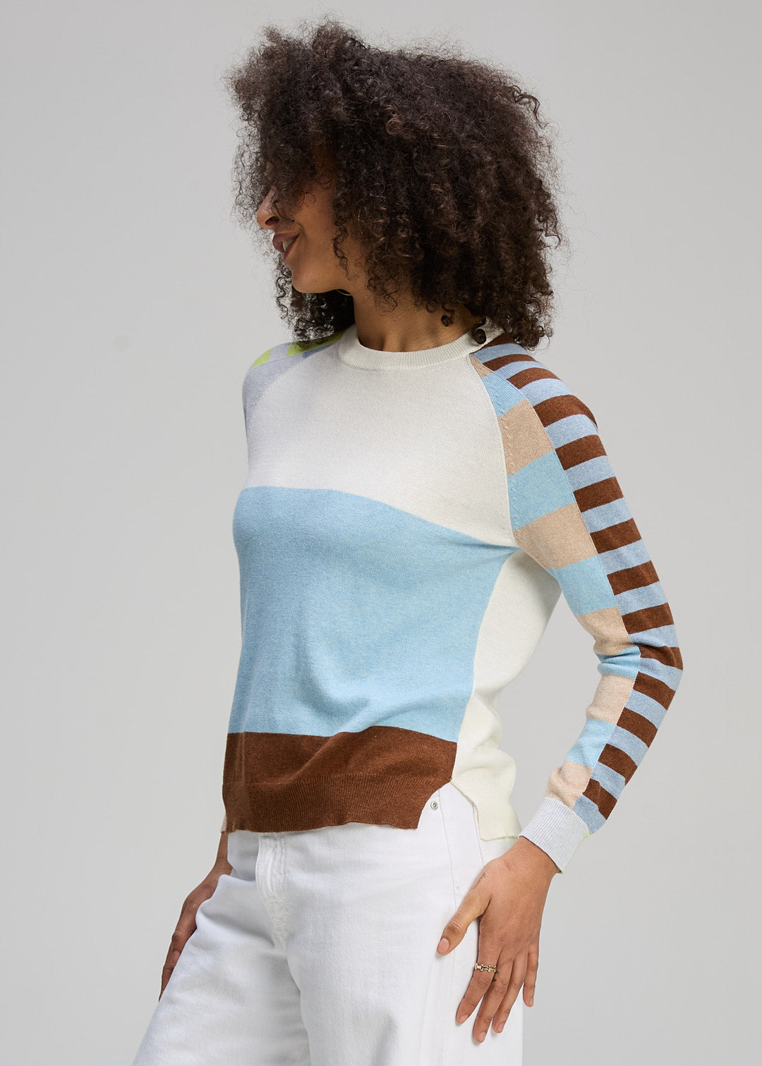 Zaket & Plover | Colour Block Jumper | White - Dutch Hideout