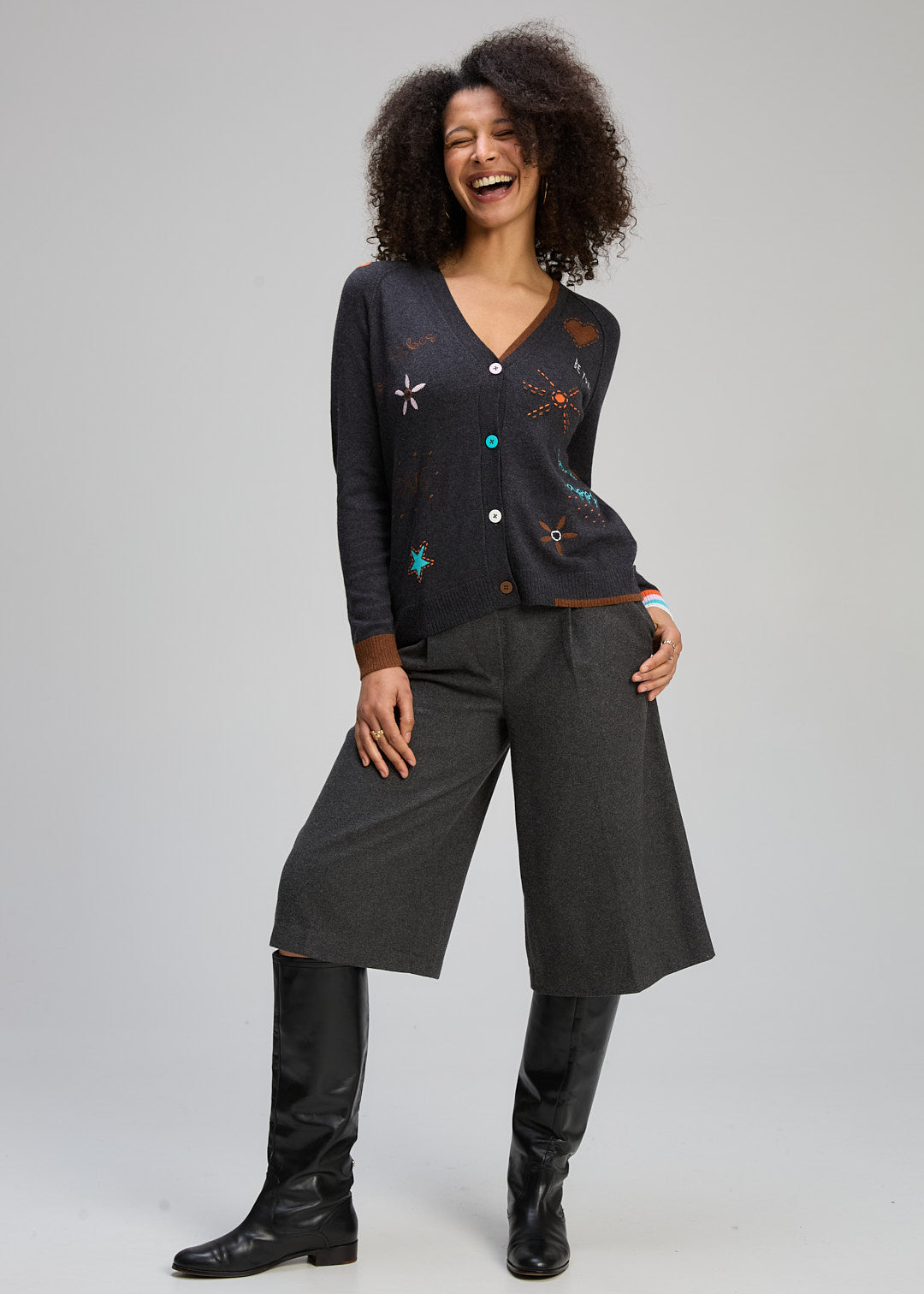 Zaket & Plover | Good Energy Cardi | Charcoal - Dutch Hideout