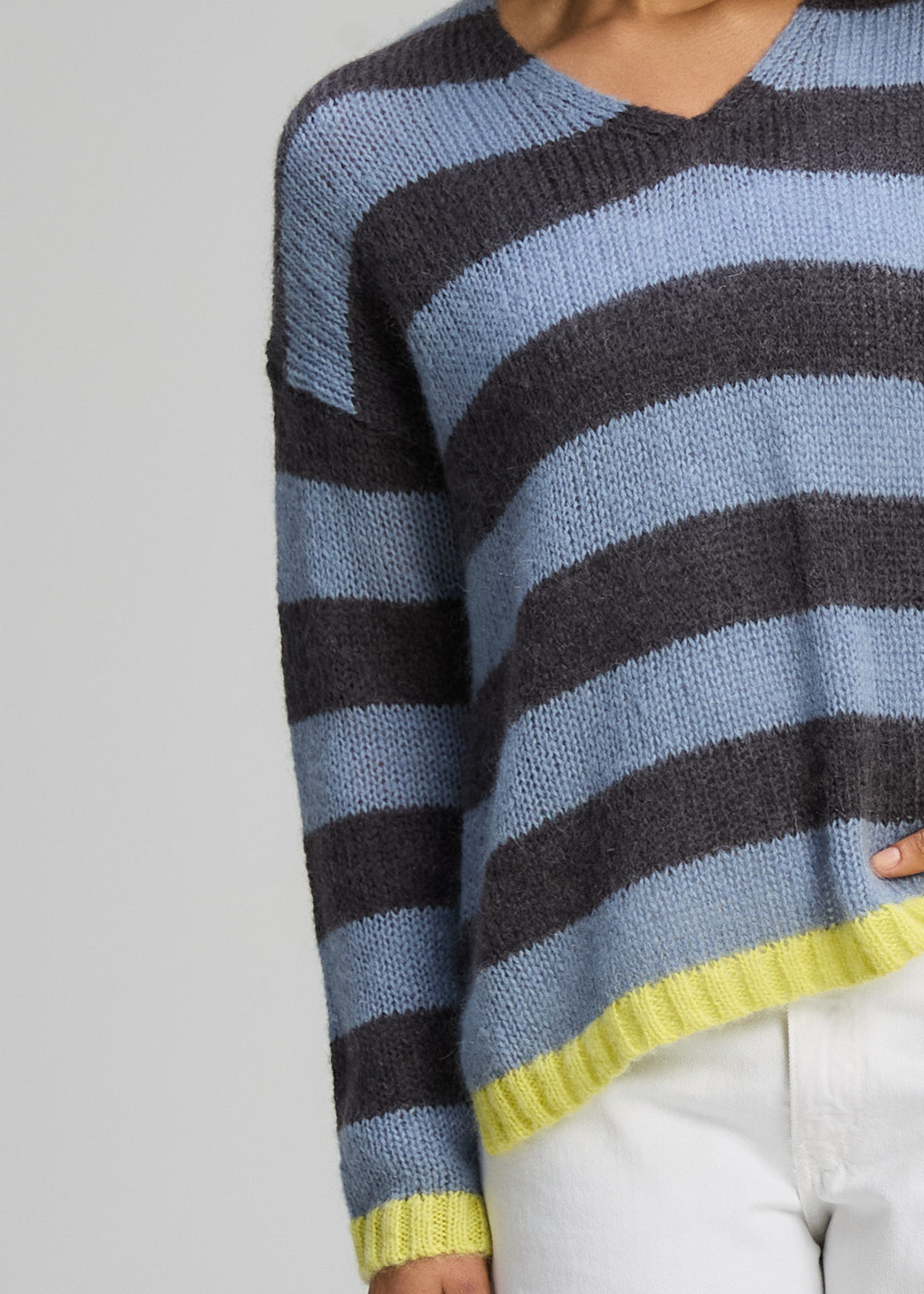 Zaket & Plover | Cosy Kid Stripe V | Mist - Dutch Hideout