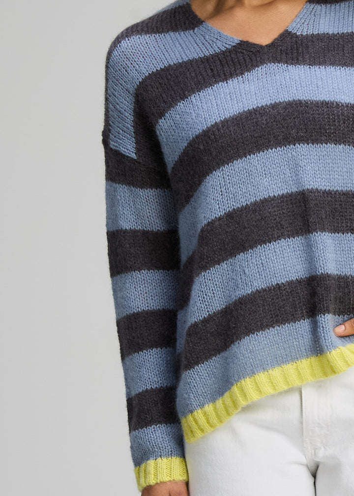 Zaket & Plover | Cosy Kid Stripe V | Mist - Dutch Hideout