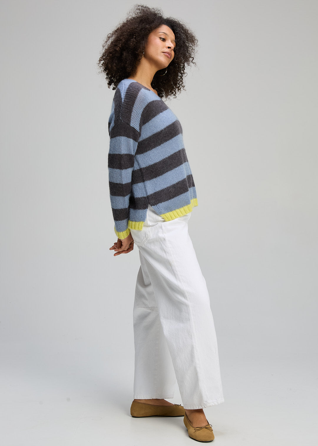 Zaket & Plover | Cosy Kid Stripe V | Mist - Dutch Hideout