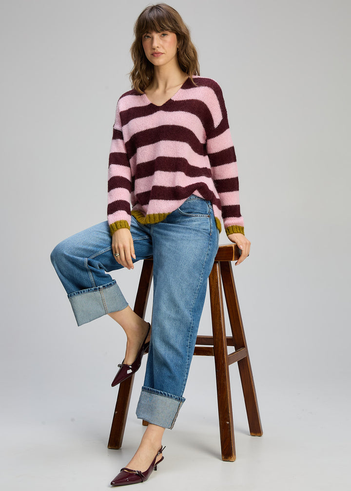 Zaket & Plover | Cosy Kid Stripe V | Sugar Plum - Dutch Hideout