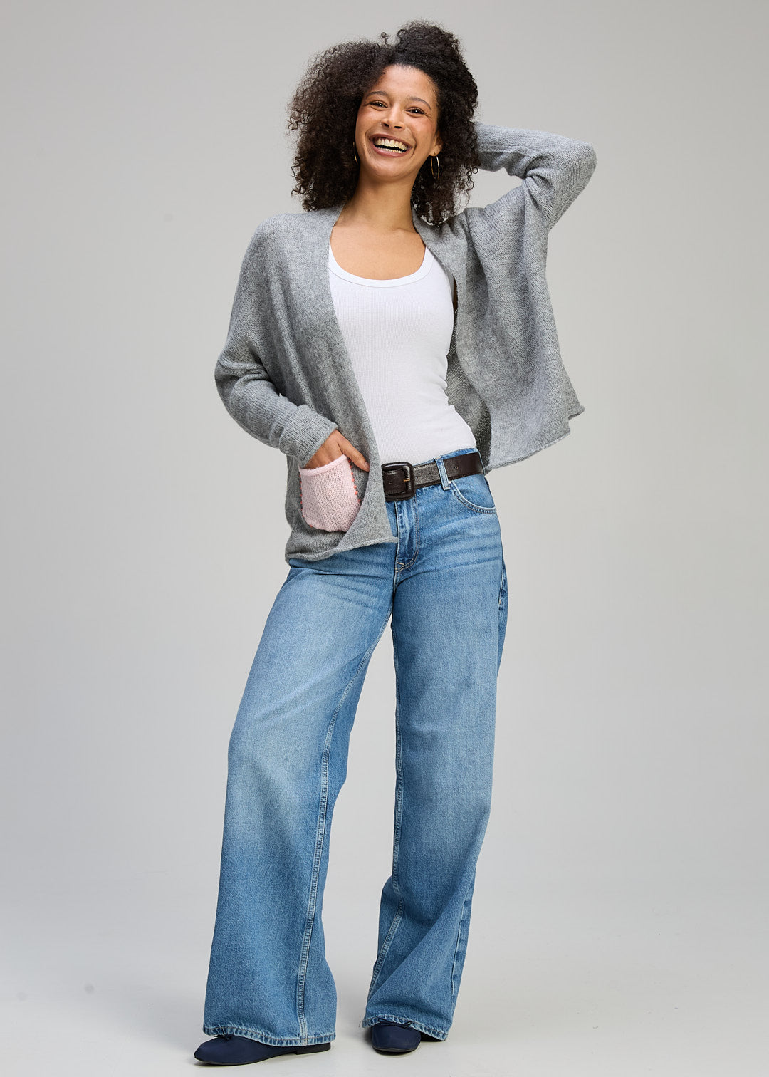 Zaket & Plover | Bloom Back Cardi | Dove - Dutch Hideout