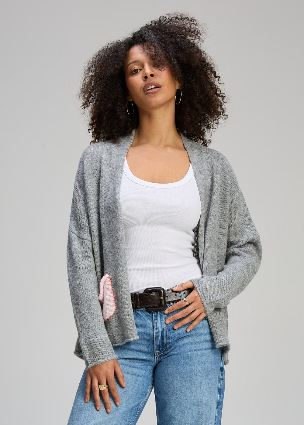 Zaket & Plover | Bloom Back Cardi | Dove - Dutch Hideout