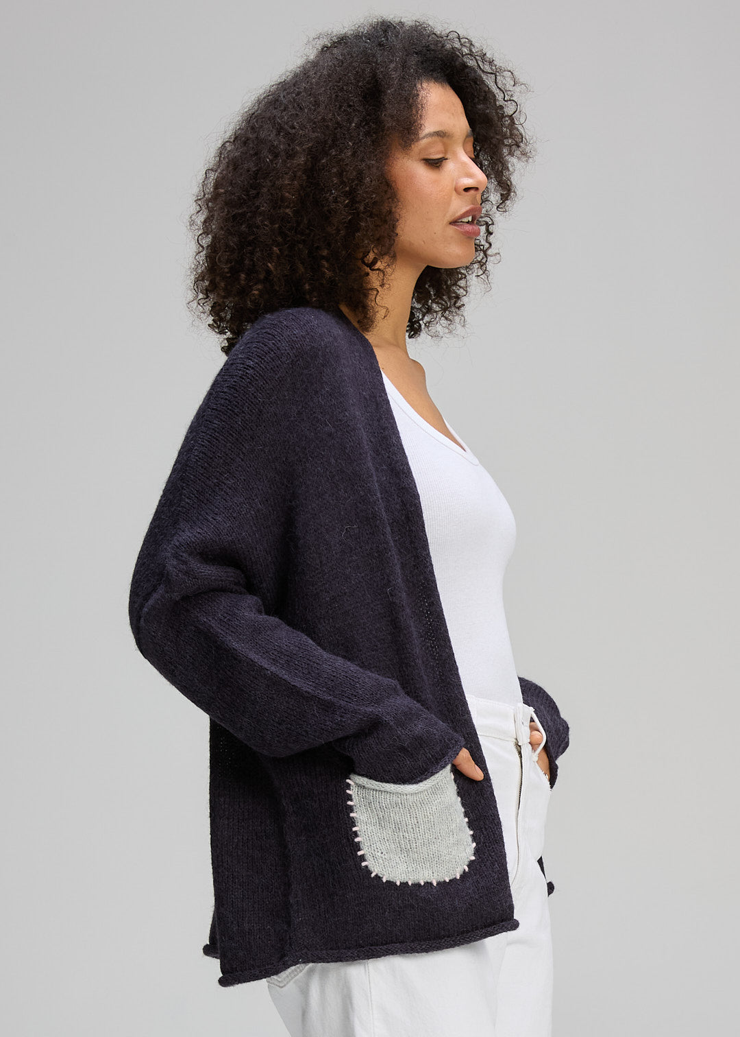 Zaket & Plover | Bloom Back Cardi | Ink - Dutch Hideout