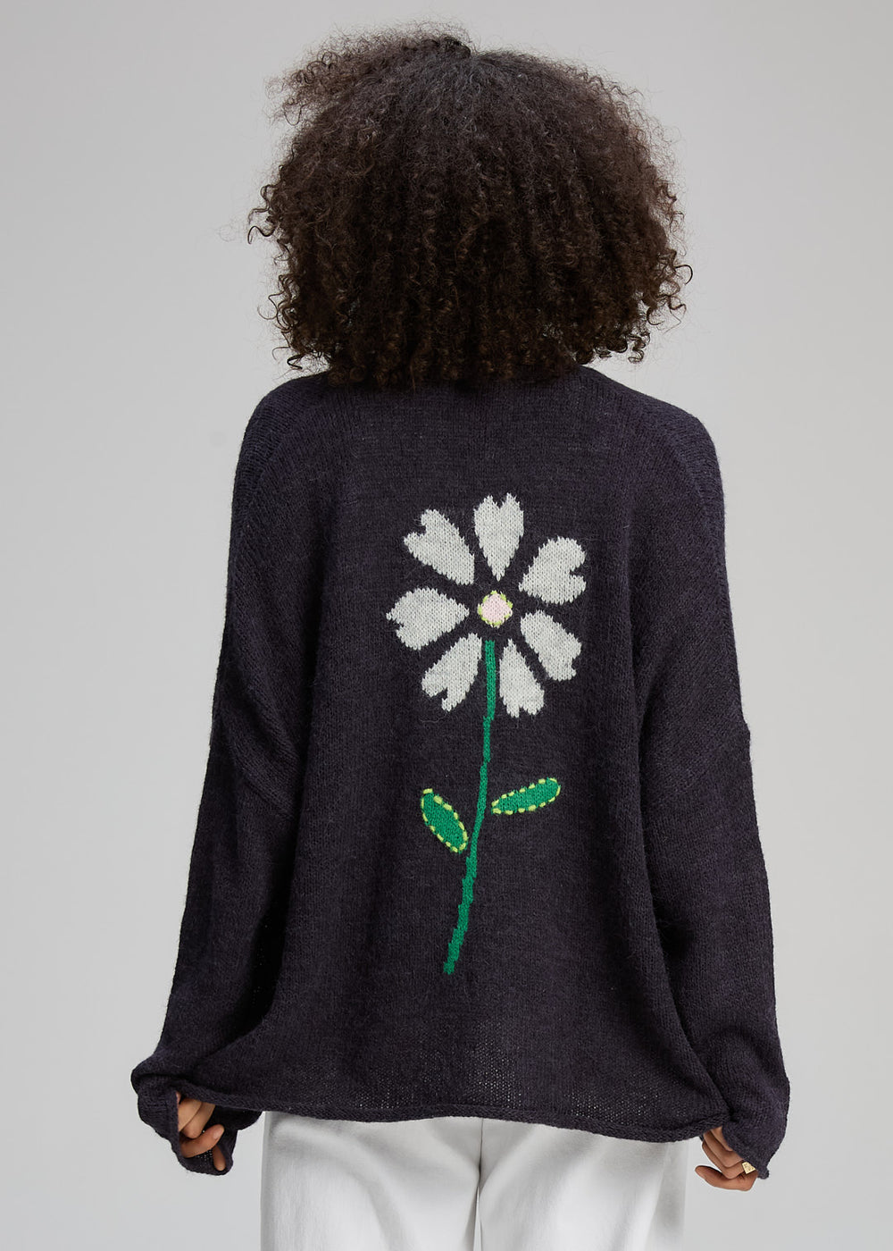 Zaket & Plover | Bloom Back Cardi | Ink - Dutch Hideout