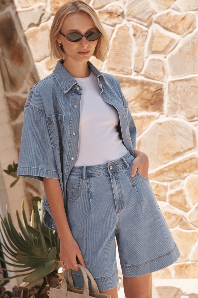 KIREINA Bijou Short - Cord Light Blue