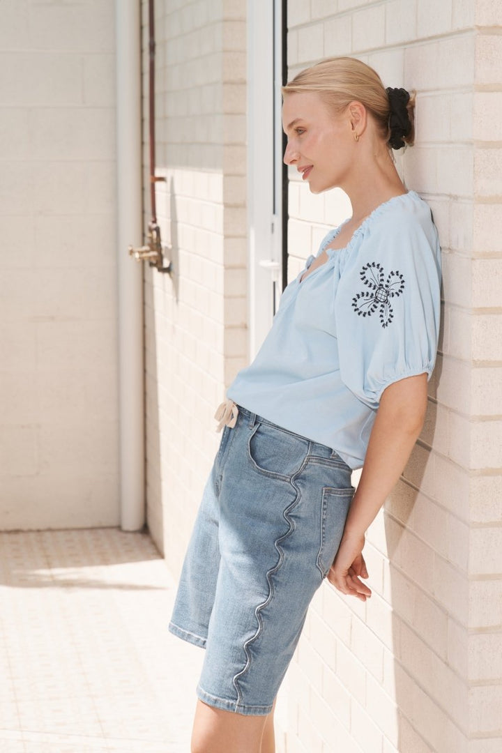 KIREINA Bijou Short | Scallop Seam - 70s Blue