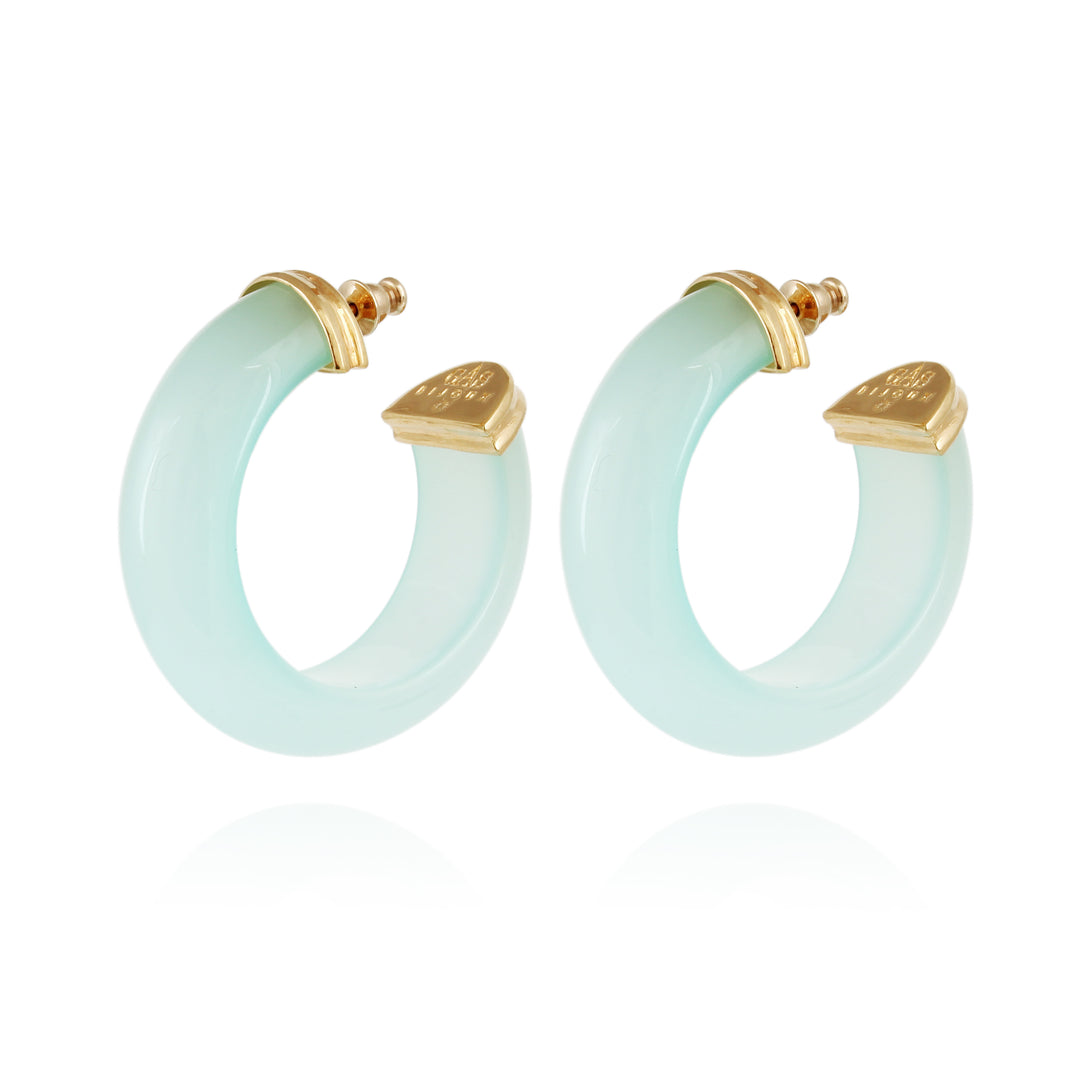 Gas Bijoux | Abalone Hoop Earrings Acetate Gold | Blue
