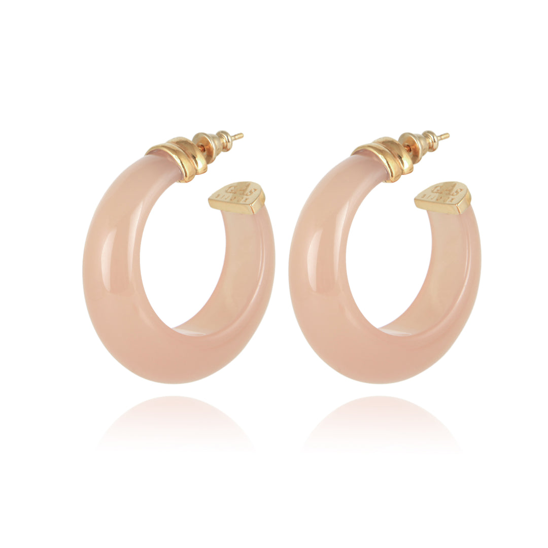 Gas Bijoux | Abalone Hoop Earrings Acetate Gold | Rose