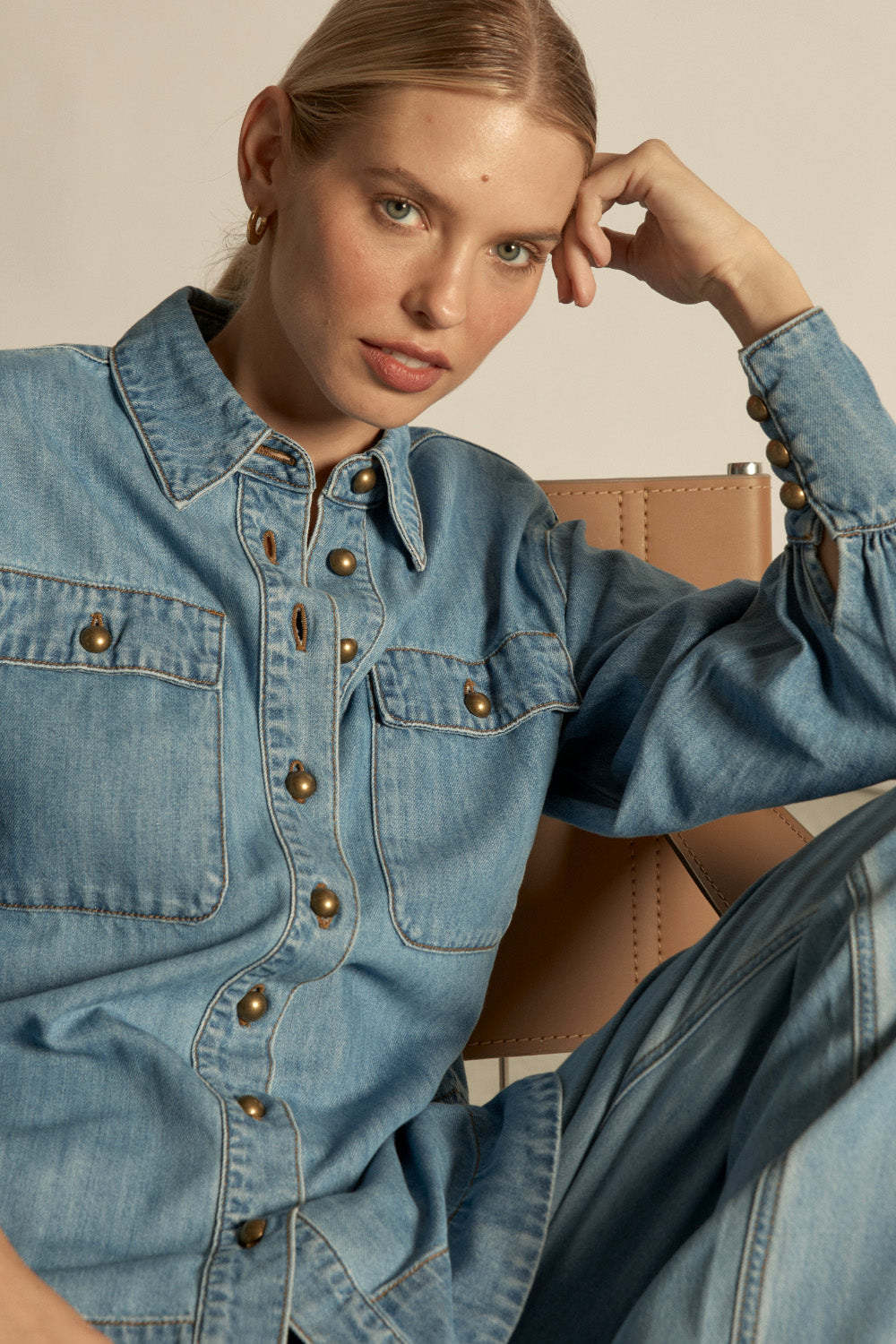 Zoe Kratzmann | Crest Top | Light Washed Denim
