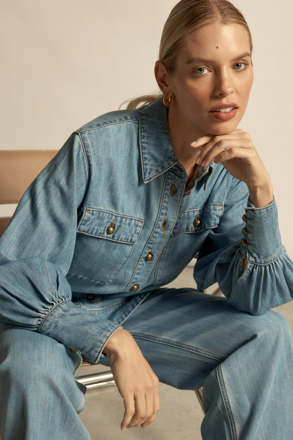 Zoe Kratzmann | Crest Top | Light Washed Denim