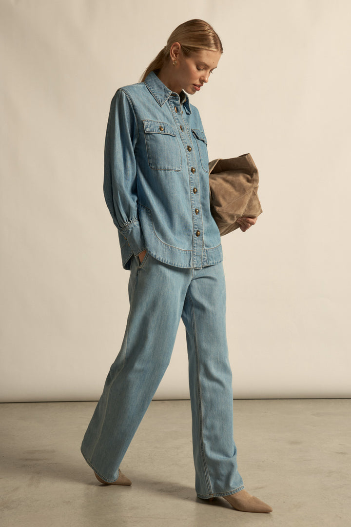 Zoe Kratzmann | Crest Top | Light Washed Denim