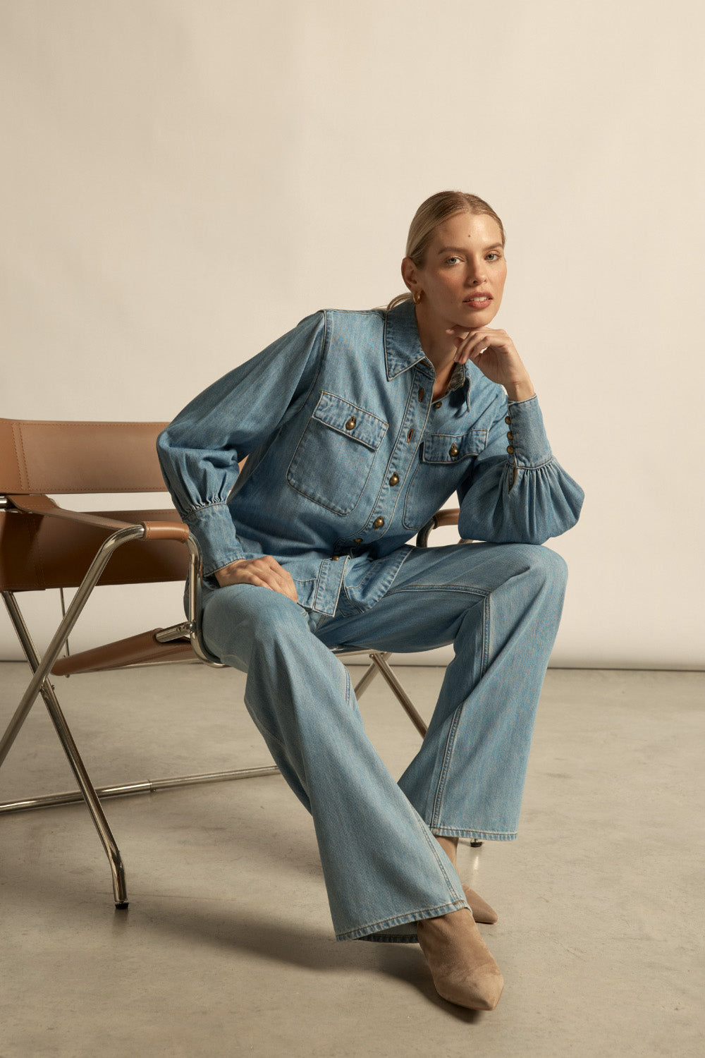 Zoe Kratzmann | Crest Top | Light Washed Denim