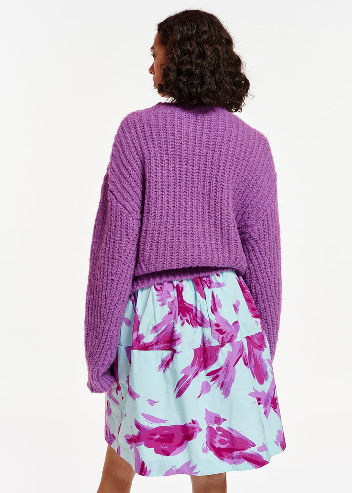 Essentiel Antwerp | Everafter Gathered Mini Skirt | Light Blue & Purple
