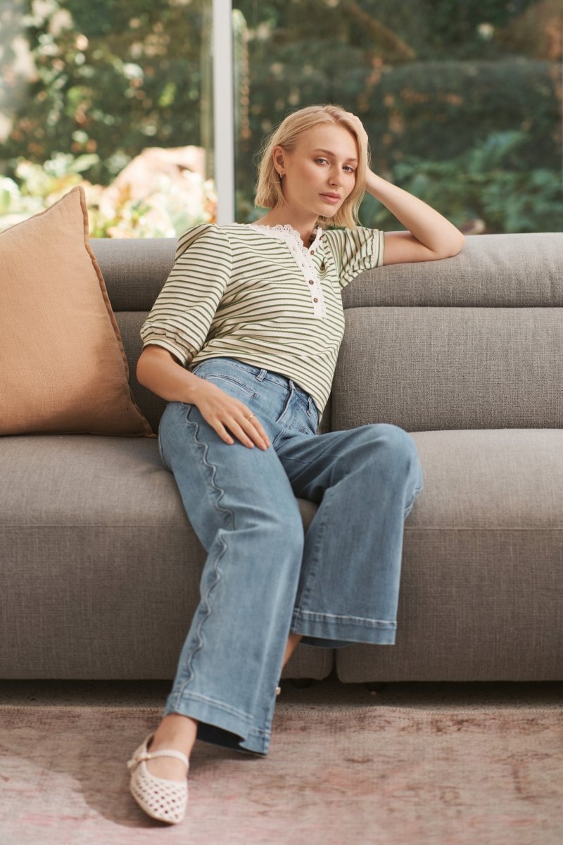 KIREINA Freya Jean | Scallop Seam - 70s Blue