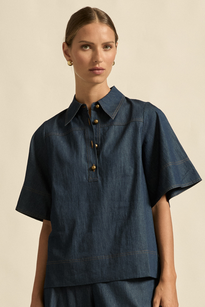 Zoe Kratzmann | Insinuate Top | Dark Chambray