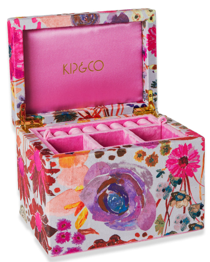 Kip & Co | Field of Dreams Silver Large Velvet Jewellery Box