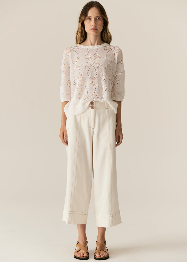 POL Clothing | Carsen Crop Pant | Ecru