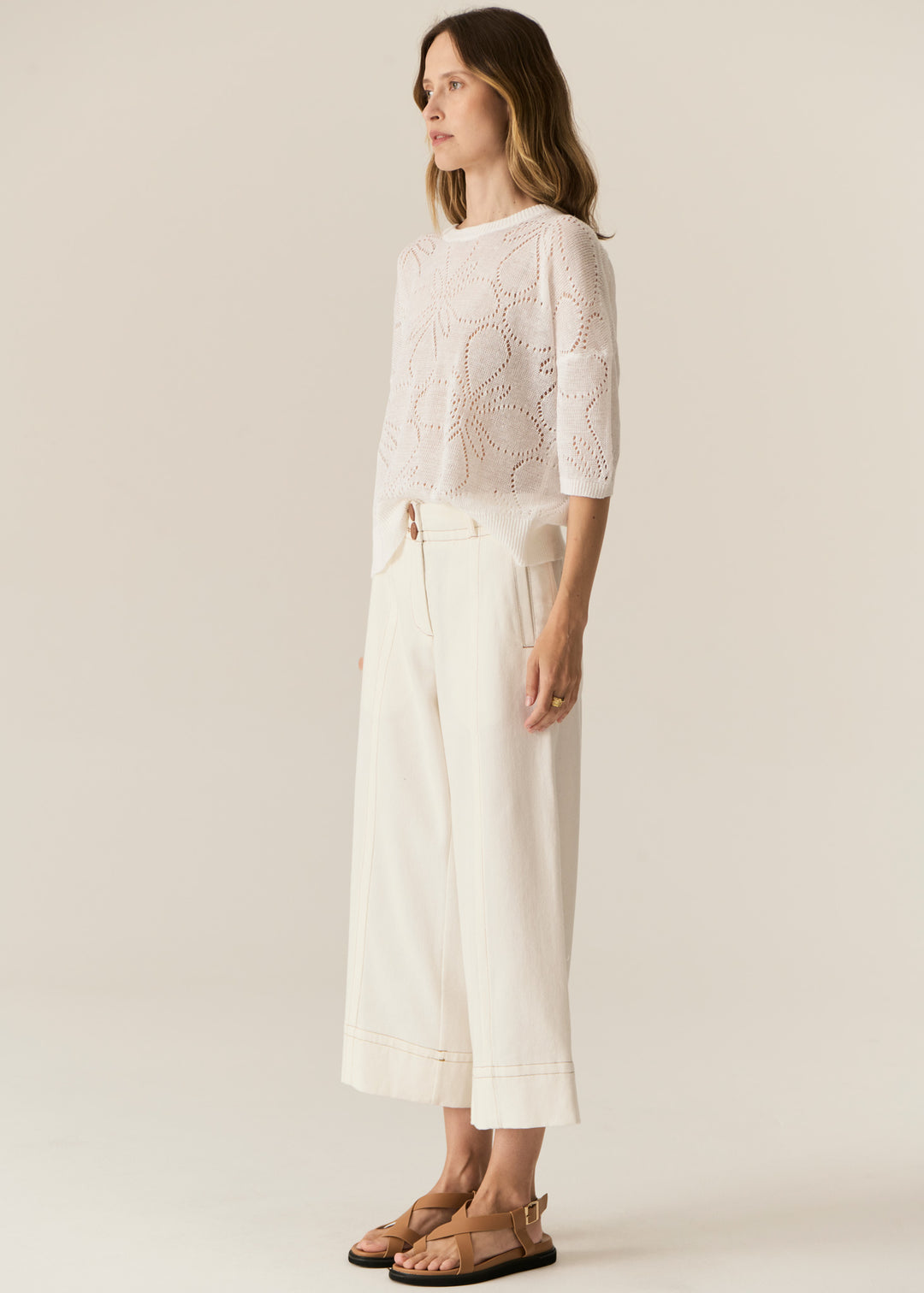 POL Clothing | Carsen Crop Pant | Ecru