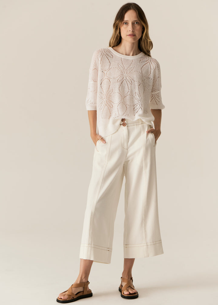 POL Clothing | Carsen Crop Pant | Ecru