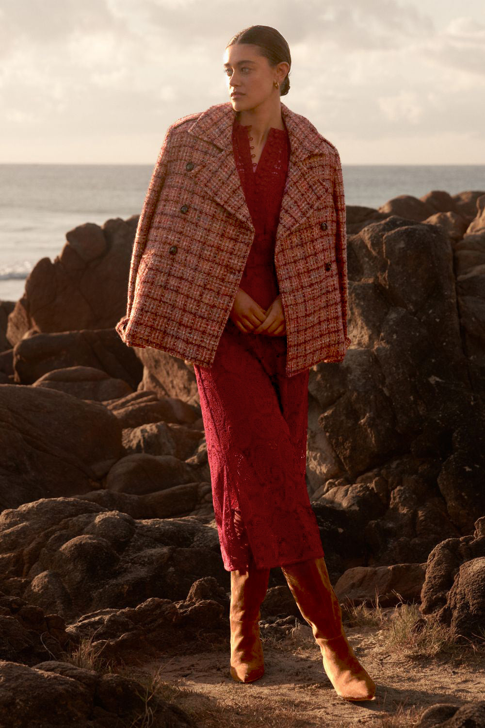 Zoe Kratzmann | Revel Coat | Berry Check - Dutch Hideout