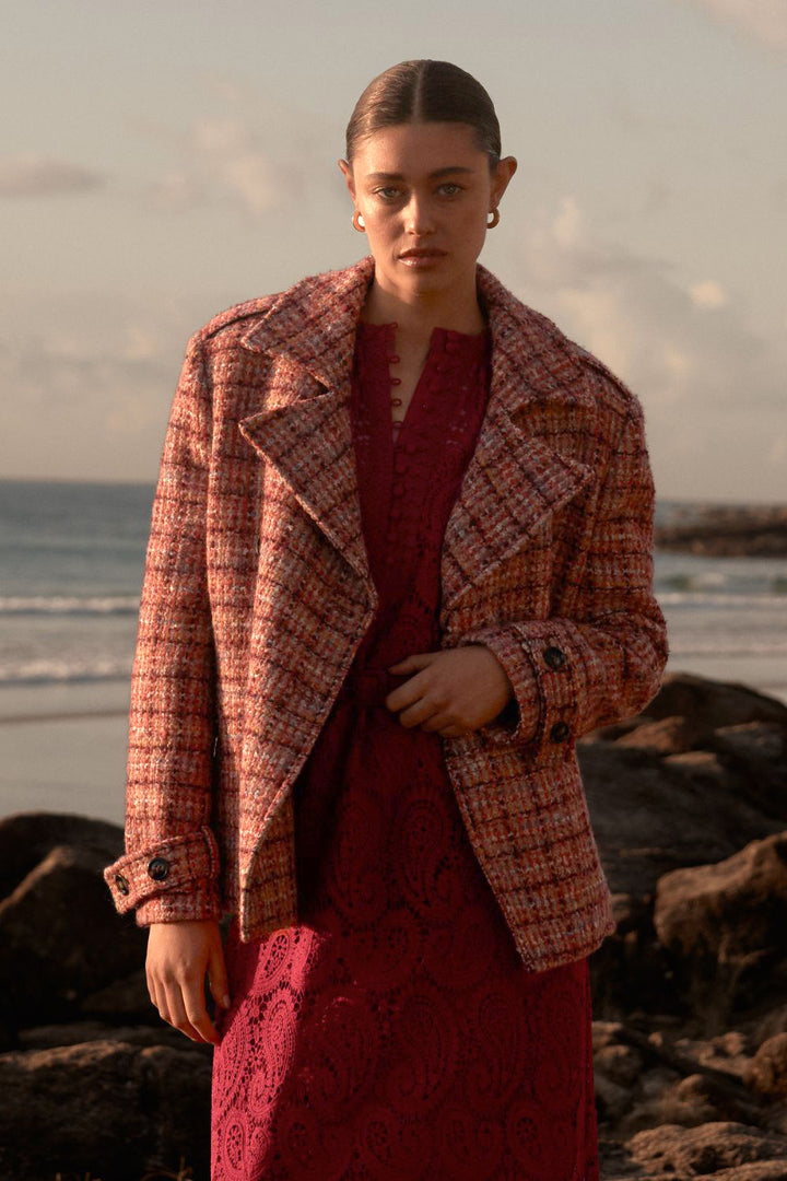 Zoe Kratzmann | Revel Coat | Berry Check - Dutch Hideout